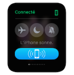 Illustration : image de l'écran de l'Apple Watch sur l'application "Faire sonner".