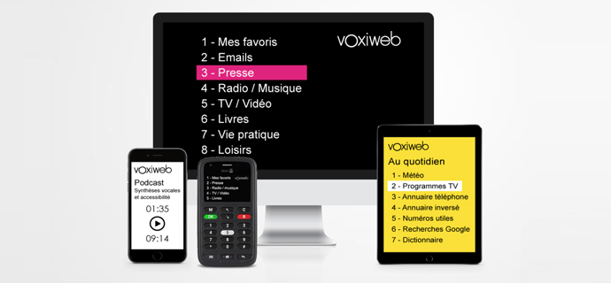 Photo des différents outils technologiques compatibles avec voxiweb.